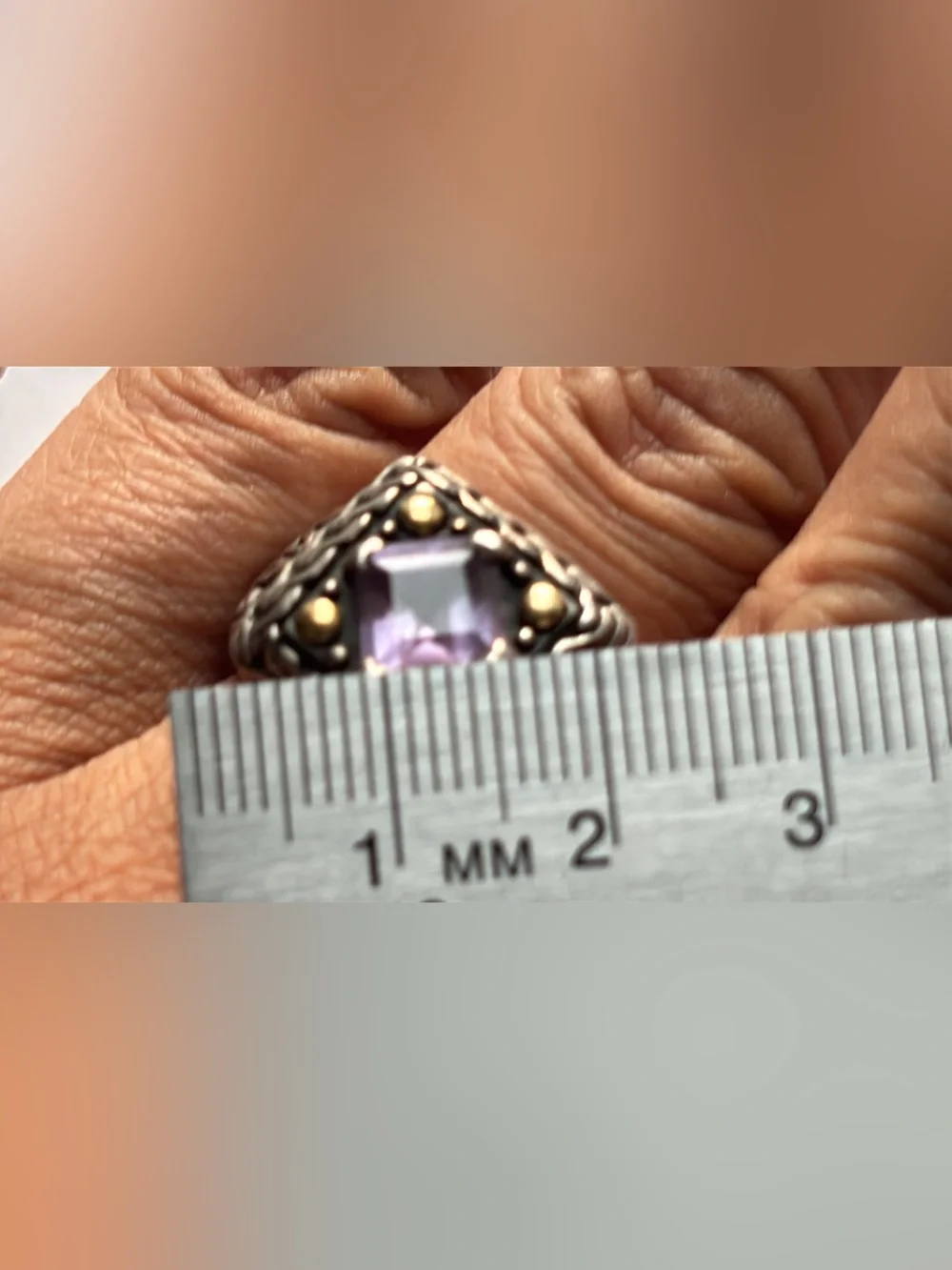 18k Gold & Sterling Silver Amethyst Ring